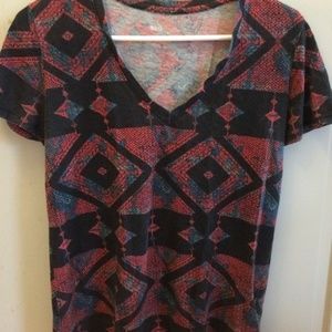 Urban Outfitters Geometric Pattern V-Neck Tee